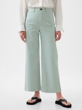Gap High Stride Wide Leg Ankle Khakis Size 6 Frothy Aqua Blue cotton casual pant